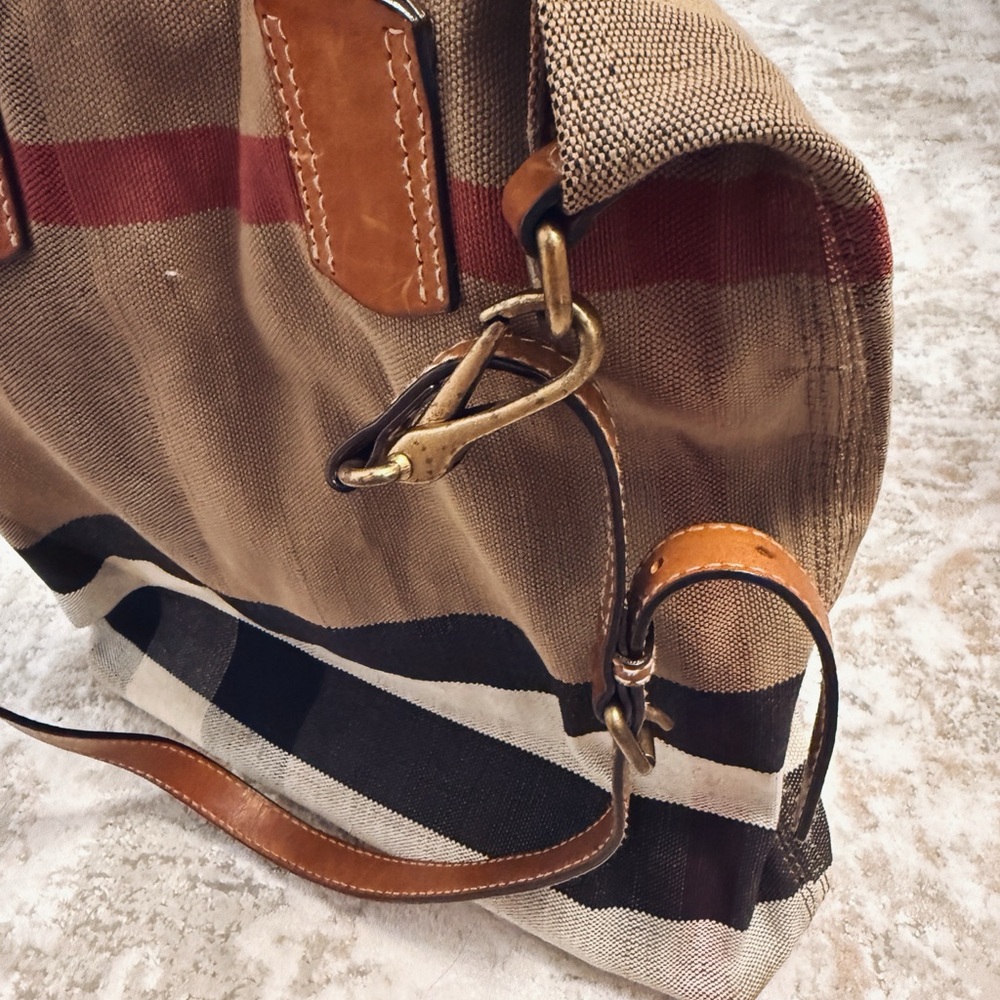 Burberry Classic Tottenham Plaid Canvas Nova Check Leather Handbag - Picture 5 of 10